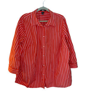 Lauren Ralph Lauren 3/4 sleeve Orange White Stripe 100% Cotton Size 3X